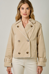 Gray The Lace Half Length Trench Coat Coat