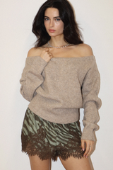 Dark Gray Zebra Darling Lace Shorts Short