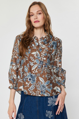 Lavender Stacy Floral Blouse in Blue Multi Blouse
