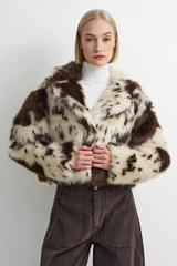 Lavender Bovine Bomber in Brown Cow Jacket