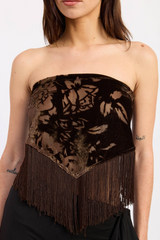 Black Western Soul Tassel Scarf Top Top