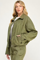 Lavender Blake Funnel Neck Bomber Jacket