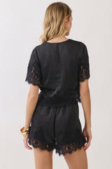 Simply Satin Lace Trim Top Top