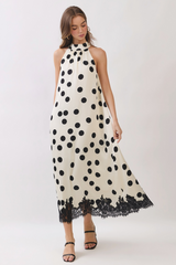 Lace & Dot Halter Maxi Dress