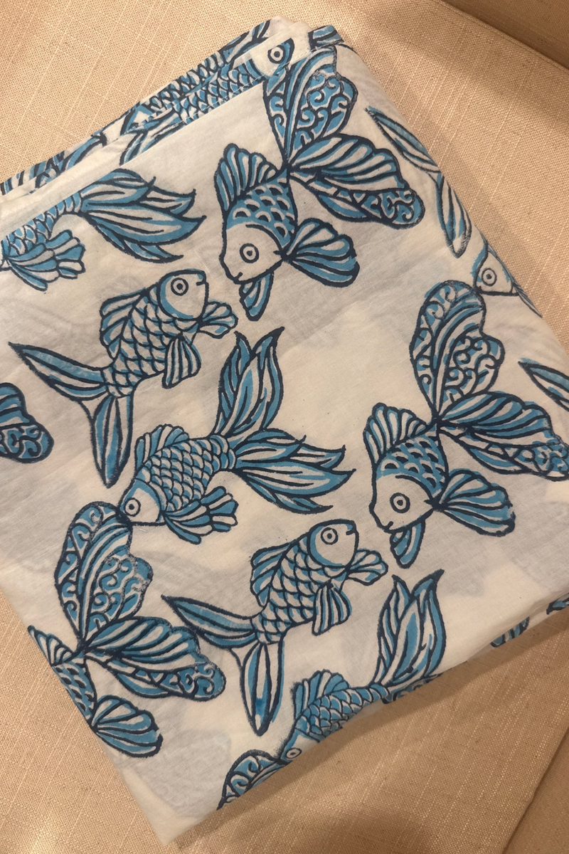 Tan Fish Sarong in Blue/White Sarong