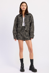 Lavender Bad Reptation Zebra Jacquard Mini Skirt Mini Skirt