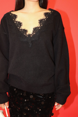 Dark Slate Gray Love Story Lace Sweater Sweater