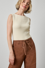 Gray Sleeveless Rib Top Top