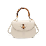 Light Gray Allison Bamboo Handle Crossbody Purse