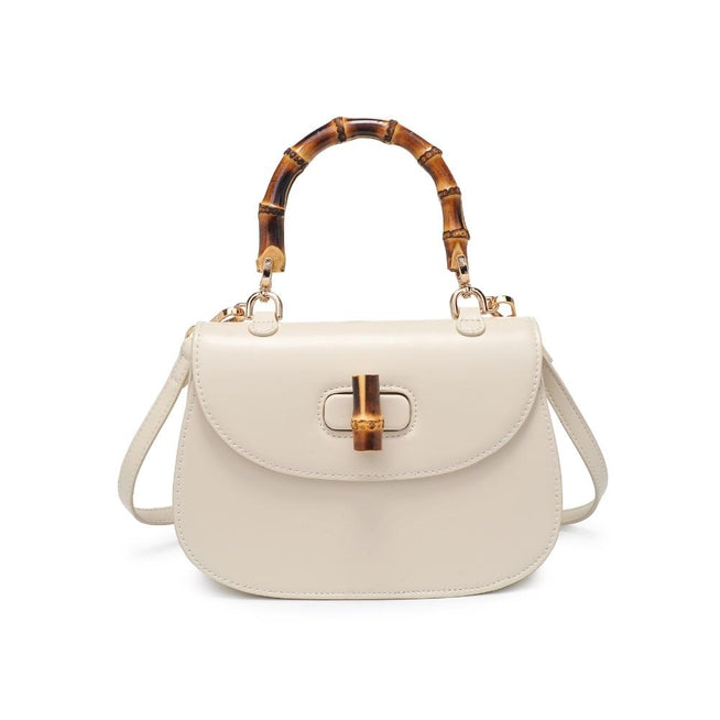 Light Gray Allison Bamboo Handle Crossbody Purse