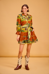 Tan Dale Dress in Ranching Mini Dress