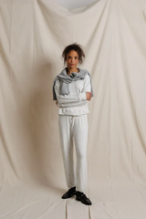 Gray Brinley Brushed Cotton Mohair Crew Long Sleeve Sweater