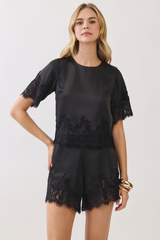 Simply Satin Lace Trim Top Top