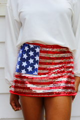Gray Low Rise US Flag Skirt Mini Skirt