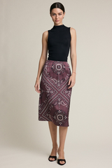 Light Gray The Autumn Paisley Midi Skirt Midi Skirt