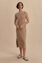 Tan Dwight Tank Knit Dress Midi Dress