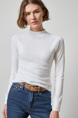 Light Gray Raglan Long Sleeve Mock Neck Shirt