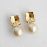 Light Gray Contemporary Geometric Pearl Drop Earrings
