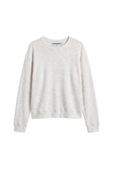 White Smoke Brinley Brushed Cotton Mohair Crew Long Sleeve Sweater
