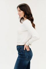 Lavender Renley Crew Sweater in Ivory/Camel Sweater