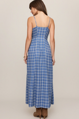Slate Gray Angel Eyes Plaid Midi Dress Midi Dress