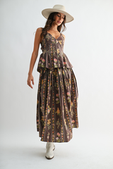 Lavender Autumn Romance Floral Midi Skirt Midi Skirt