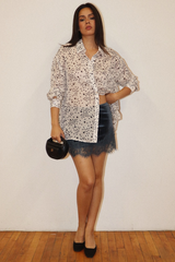 Light Gray Last Call Lace Velvet Mini Skirt Mini Skirt