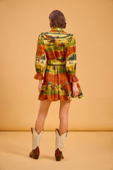 Tan Dale Dress in Ranching Mini Dress