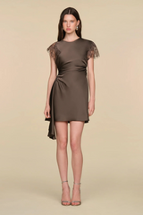Tan Zina Ruched Mini Dress Mini Dress