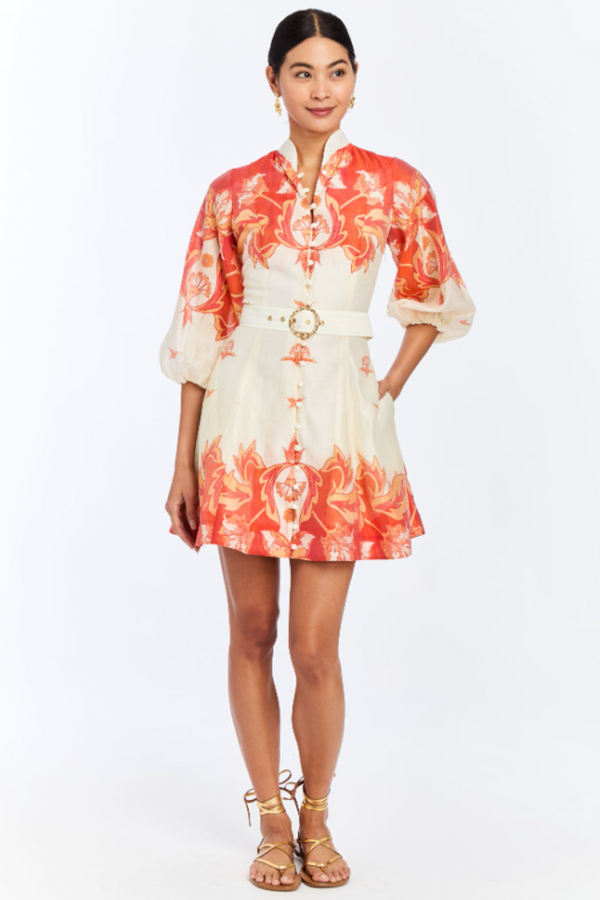 Valencia Mini Dress in Sunset Ivory