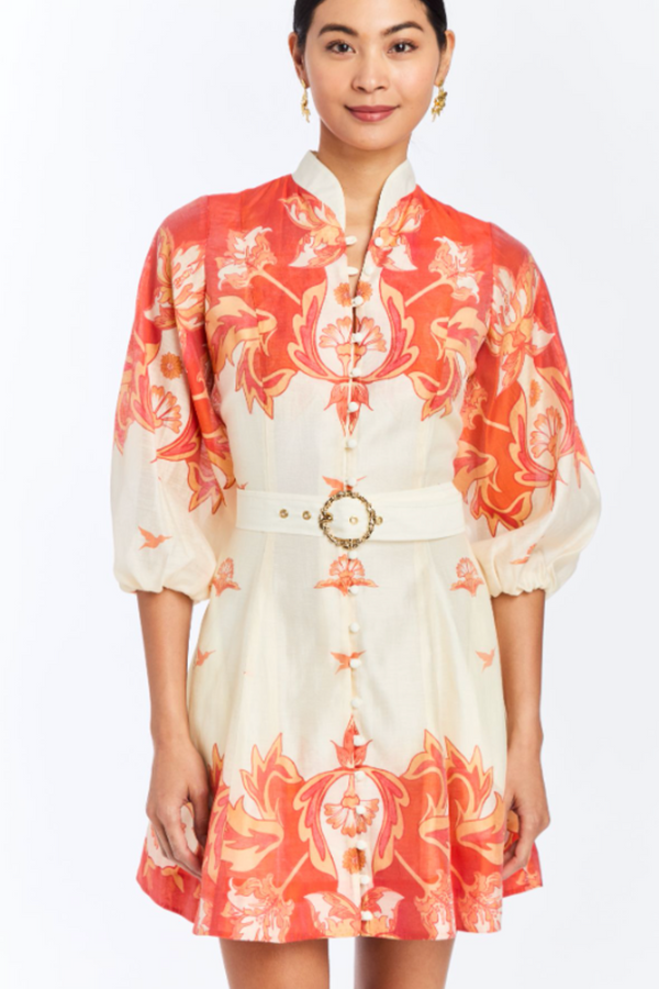 Valencia Mini Dress in Sunset Ivory