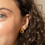 Dark Slate Gray 18k Gold Looped Duo Studs Earrings