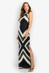 White Smoke Chianti Dress in Almond/Black Maxi Dress