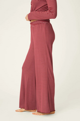 Maroon Pretty Stripes Dark Wine Pointelle Pajama Pants Lounge Pants