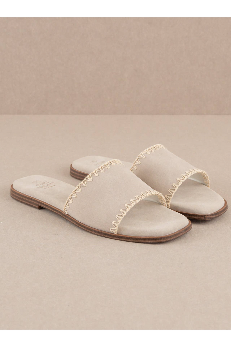 Gray Emmie Border Stitch Sandal | Light Grey Sandal