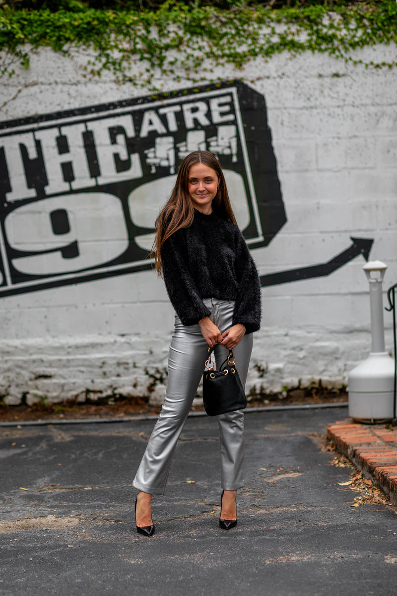 Dark Slate Gray Paz Vegan Leather Pant Pant