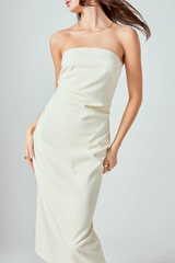 Light Gray Mina Strapless Midi Dress Midi Dress