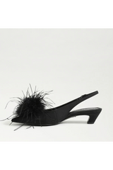 Lavender Finch Feather Slingback Pump | Black Heel