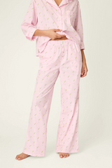 Misty Rose Afterparty Poplin Stripe & Martini Print Pajama Pants Pajama Pants