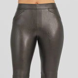 Light Gray Leather-Like Flare Pant Pant