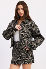Lavender Bad Reptation Zebra Jacquard Mini Skirt Mini Skirt