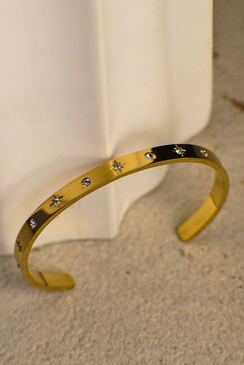 Rosy Brown Aneta Gold Cuff Bracelet with Star Crystals Bracelet