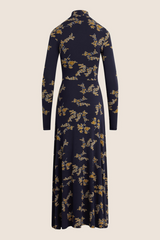Black The Lucia Dress in Navy Vine Floral Maxi Dress