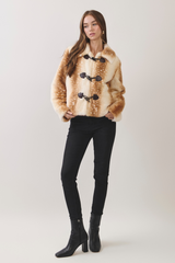 Light Gray Woodland Faux Fur Toggle Jacket Jacket