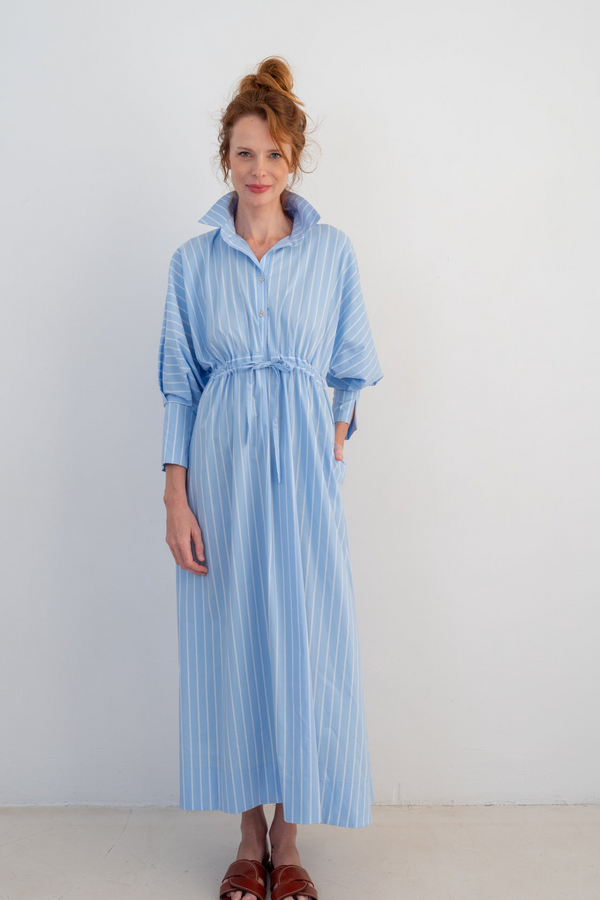 Mara Dress in Blue/White Stripe