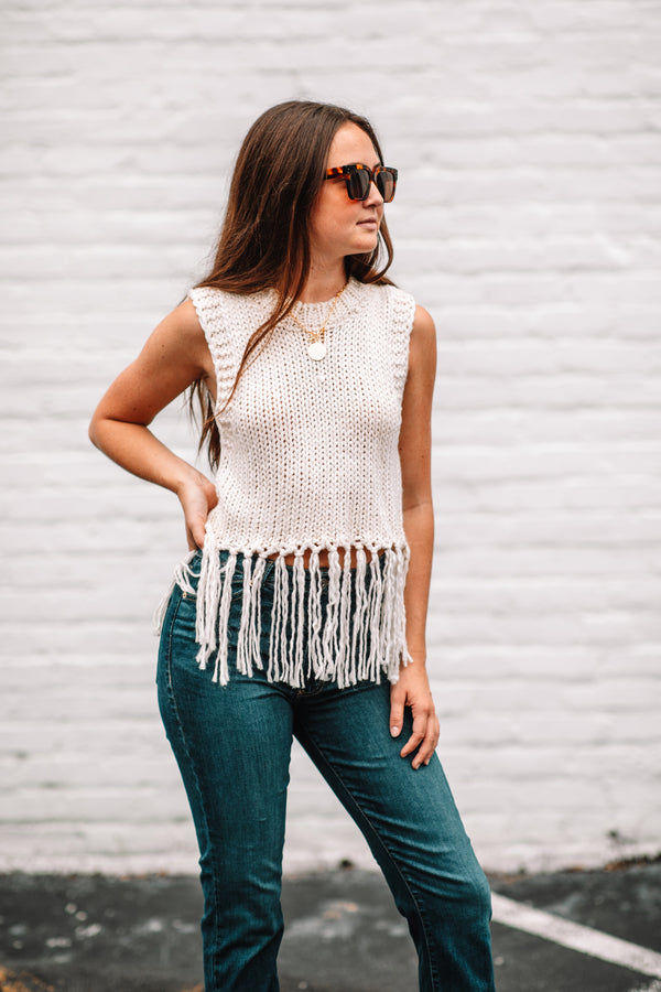 Light Gray Tessel Sweater Top Top