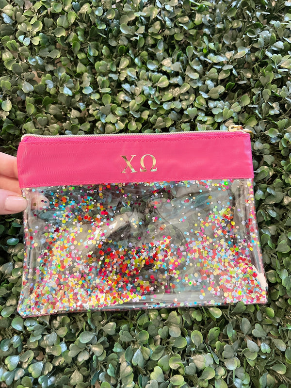 Dark Olive Green Sorority Confetti Pouch Sorority Pouch