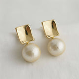 Gray Contemporary Geometric Pearl Drop Earrings