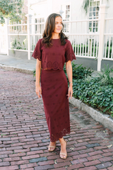 White Smoke Nova Skirt | Merlot Midi Skirt