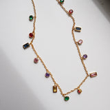 Light Gray Kahlea Necklace | Multicolor Gem Necklace Necklace